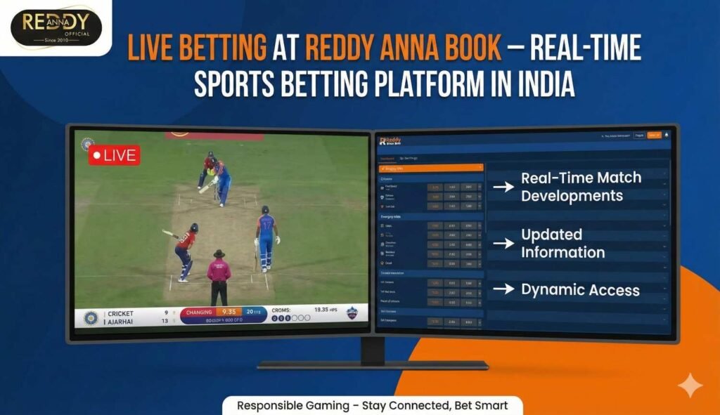 Live Betting at Reddy Anna Book Live betting platform at Reddy Anna Book showing real-time sports betting interface and live match updates in India.