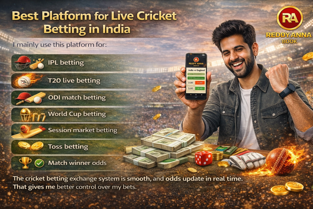 Best platform for live cricket betting in India showing IPL, T20, ODI, World Cup and session market betting options with real time match winner odds on mobile