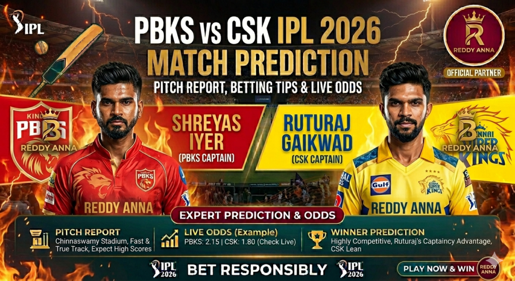 CSK vs PBKS IPL 2026 Match Prediction: Who Will Win Today? Chepauk Pitch Report & Betting Tips