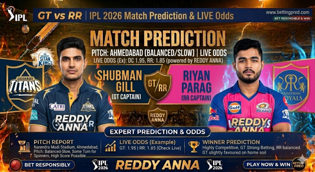 RR vs GT Match Prediction: Who Will Win Today? Jaipur Pitch Report & Betting Tips
